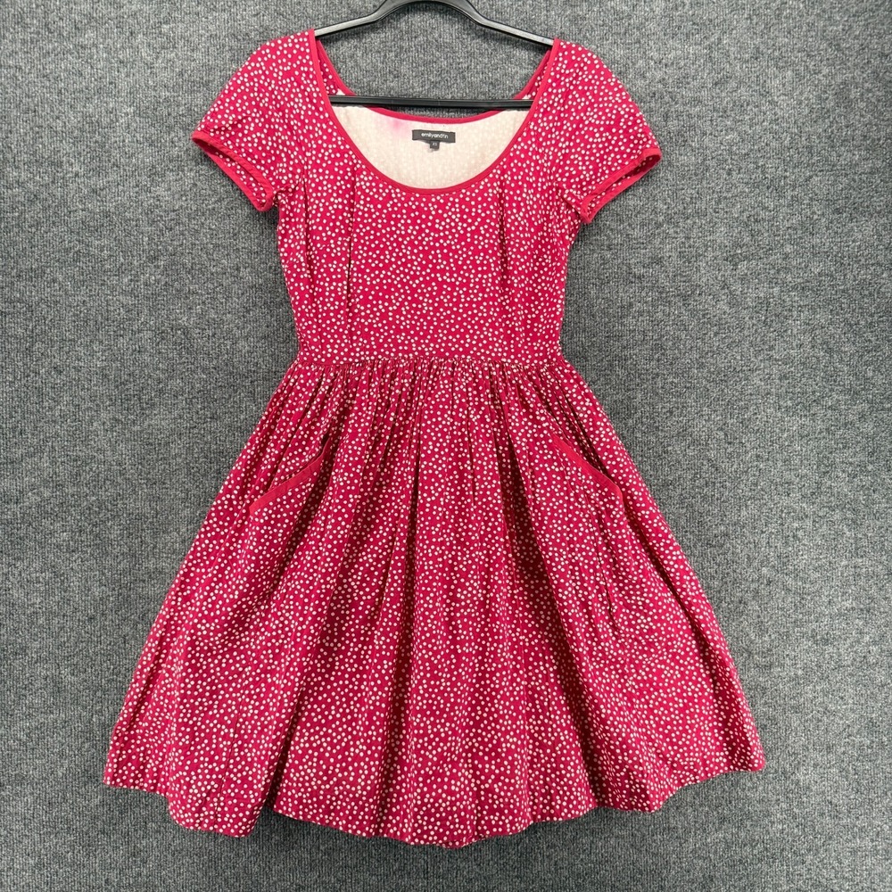 Emily and Fin Dress Womens XS Pink Polka Dots Modest Pinup Rockabilly Prairie